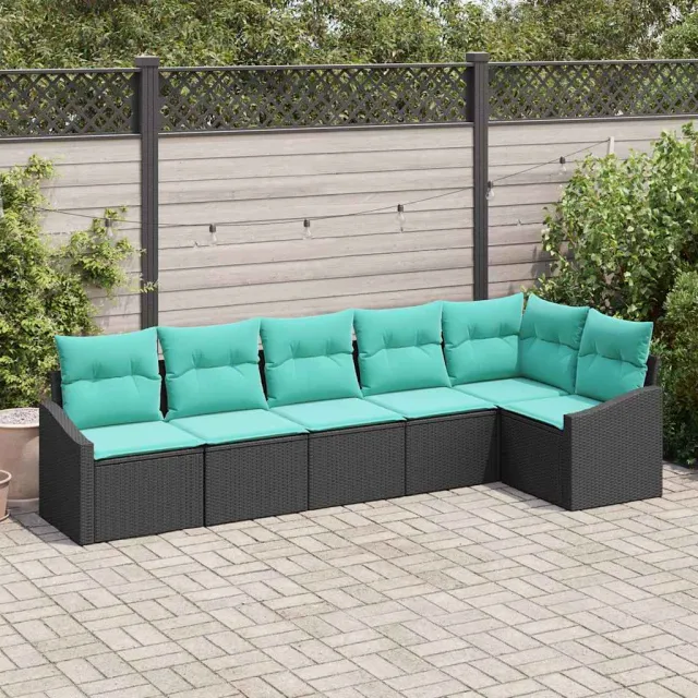 vidaXL Bankstel 6 st Zwart poly rattan, foto 2