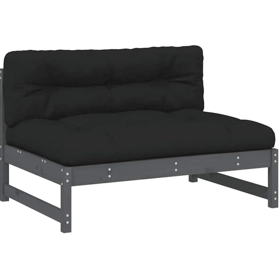 vidaXL 2-delige Loungeset met kussens massief hout grijs