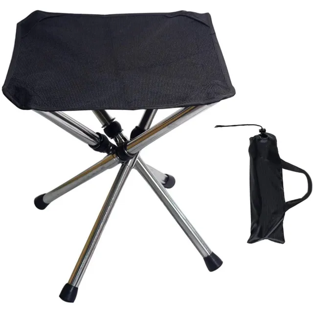 KZQ Kleine opvouwbare zitting – Mini-opvouwstoel voor buiten – Draagbaar kampeerkrukje – Geschikt voor vissen, kamperen, reizen en wandelen – 31x31x35 cm – Zwart