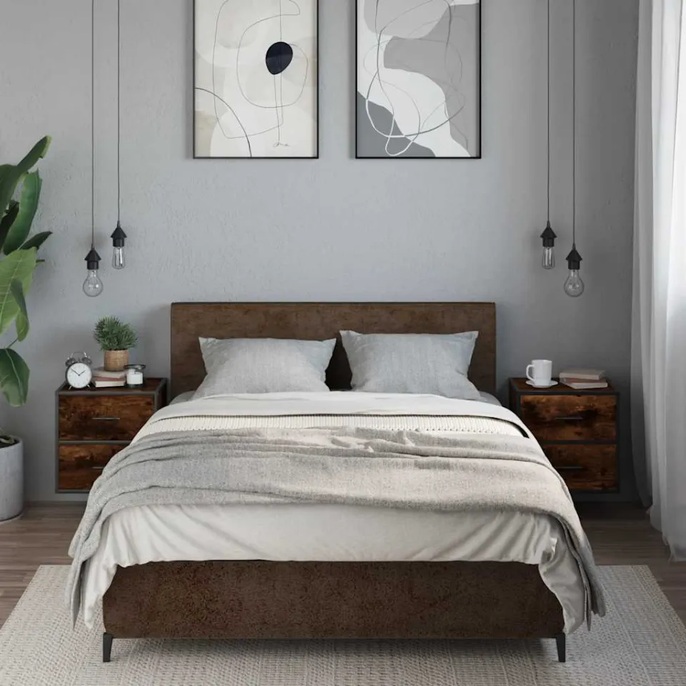 vidaXL Nachtkastjes 2st wandgemonteerd 40x31x39,5cm gerookt eikenkleur, foto 2