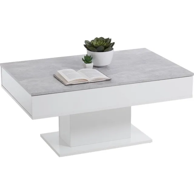 Fd Furniture Salontafel Avola 100 cm breed in grijs beton met wit