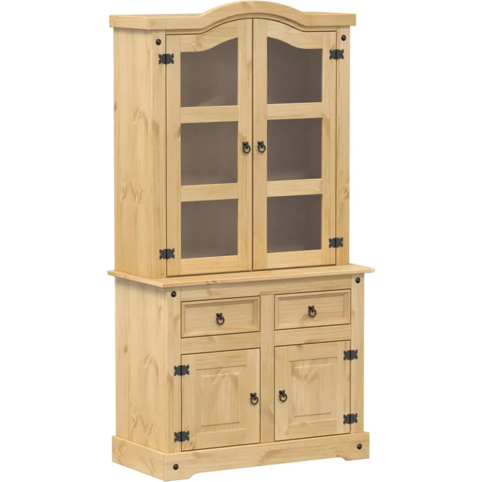 vidaXL Vitrinekast Corona 100x48,5x179 cm massief grenenhout bruin, foto 3