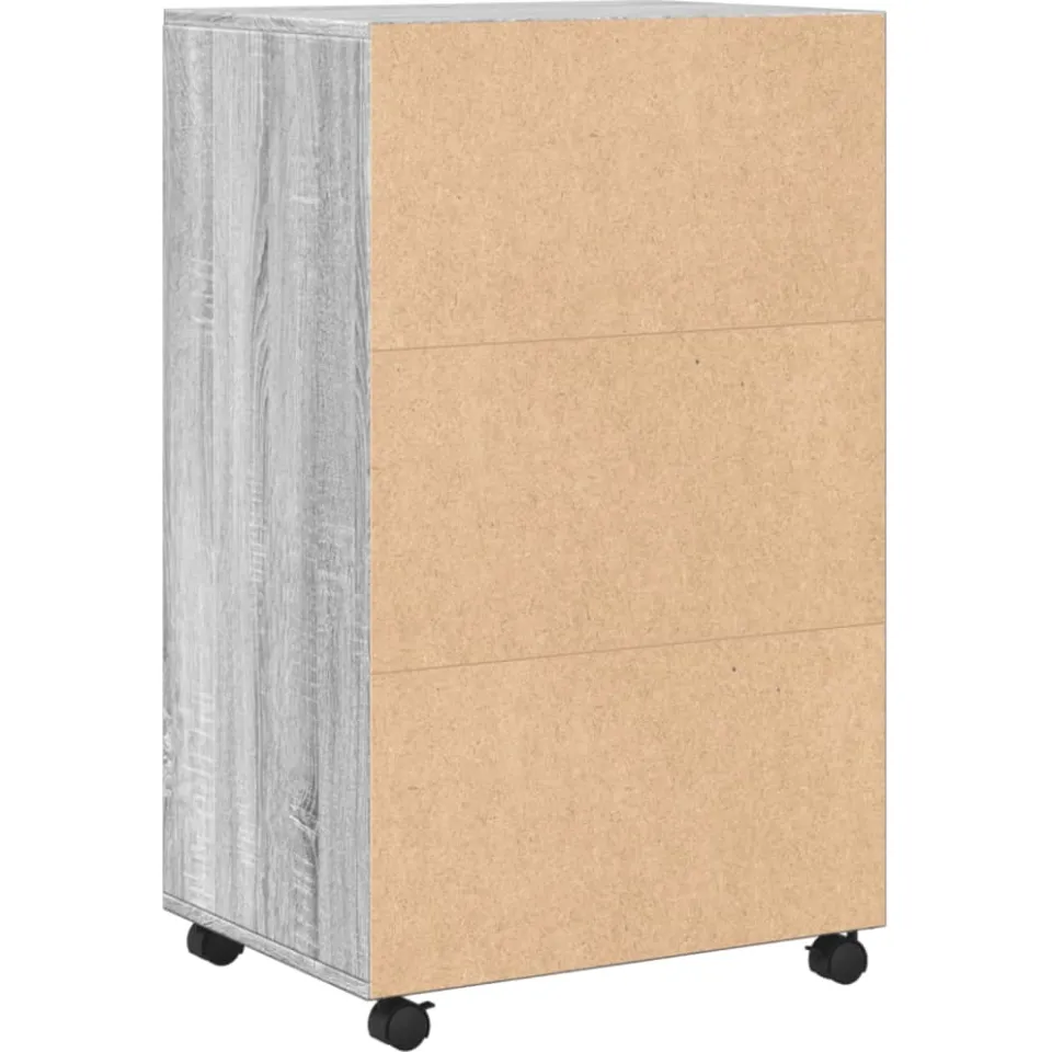 vidaXL Rolkast 55x40x91 cm bewerkt hout grijs sonoma eikenkleurig, foto 4