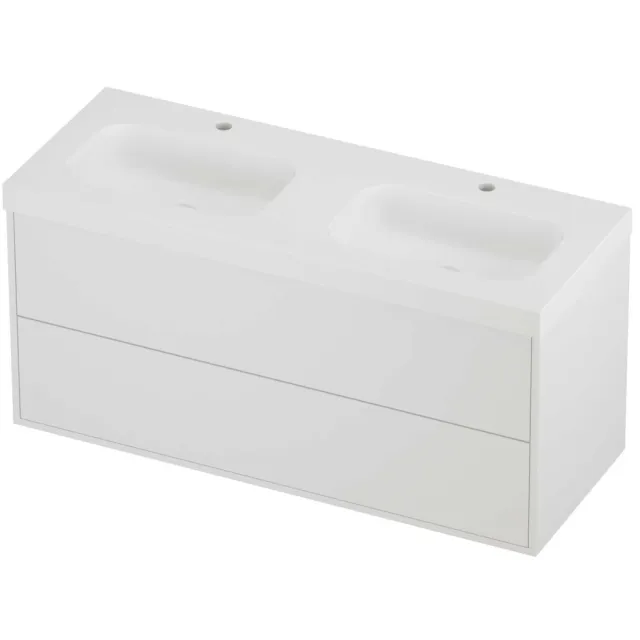 Proline Haga Badmeubelset Polystone Mezza In Kader 120x46x58 cm Mat Wit Mat White