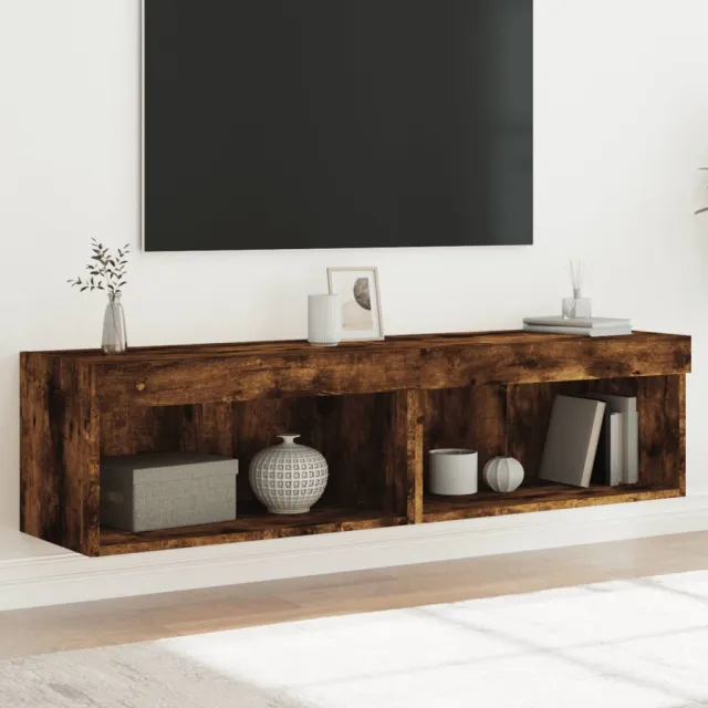 vidaXL Tv-meubels met LED-verlichting 2 st 60x30x30 cm gerookt eiken Bruin