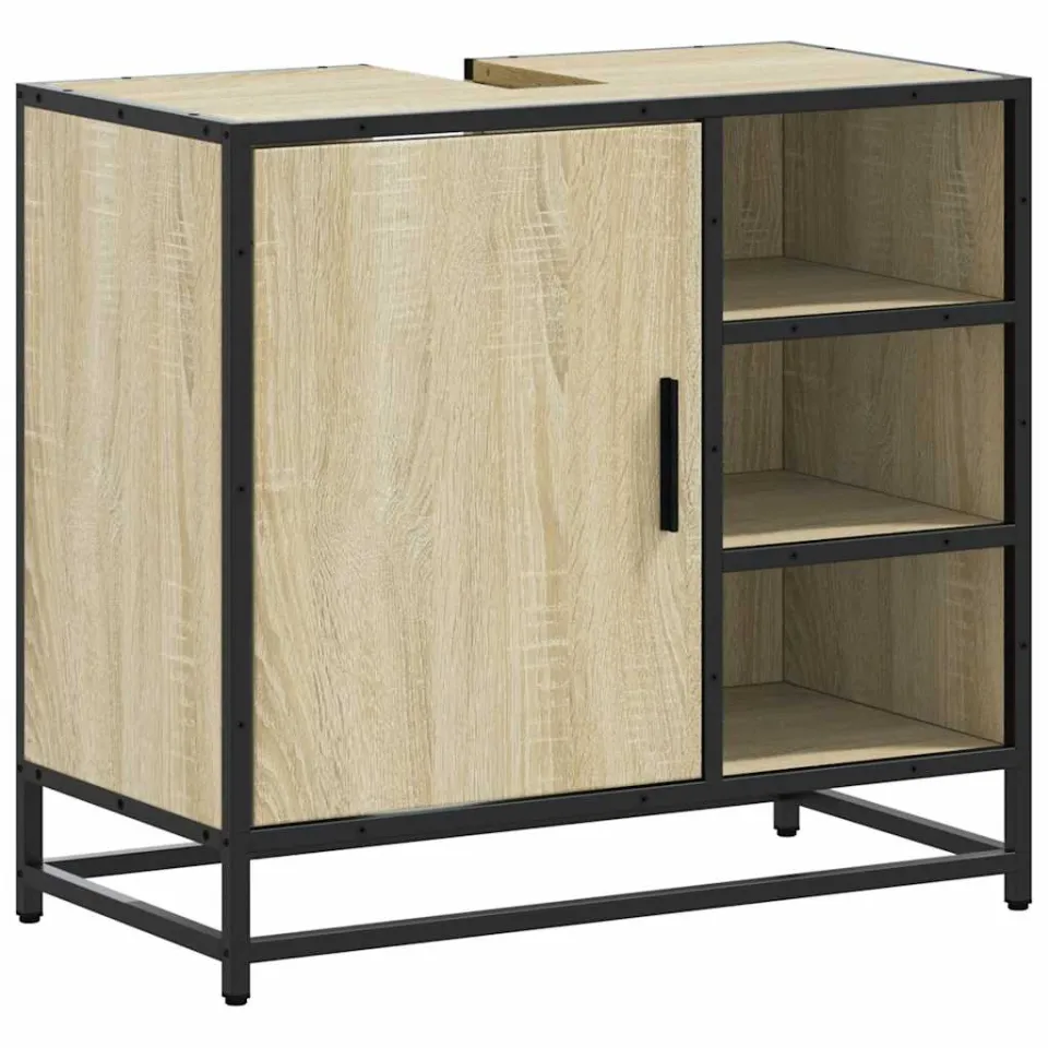 vidaXL Wastafelkast Sonoma eiken 65x33x60 cm bewerkt hout Bruin