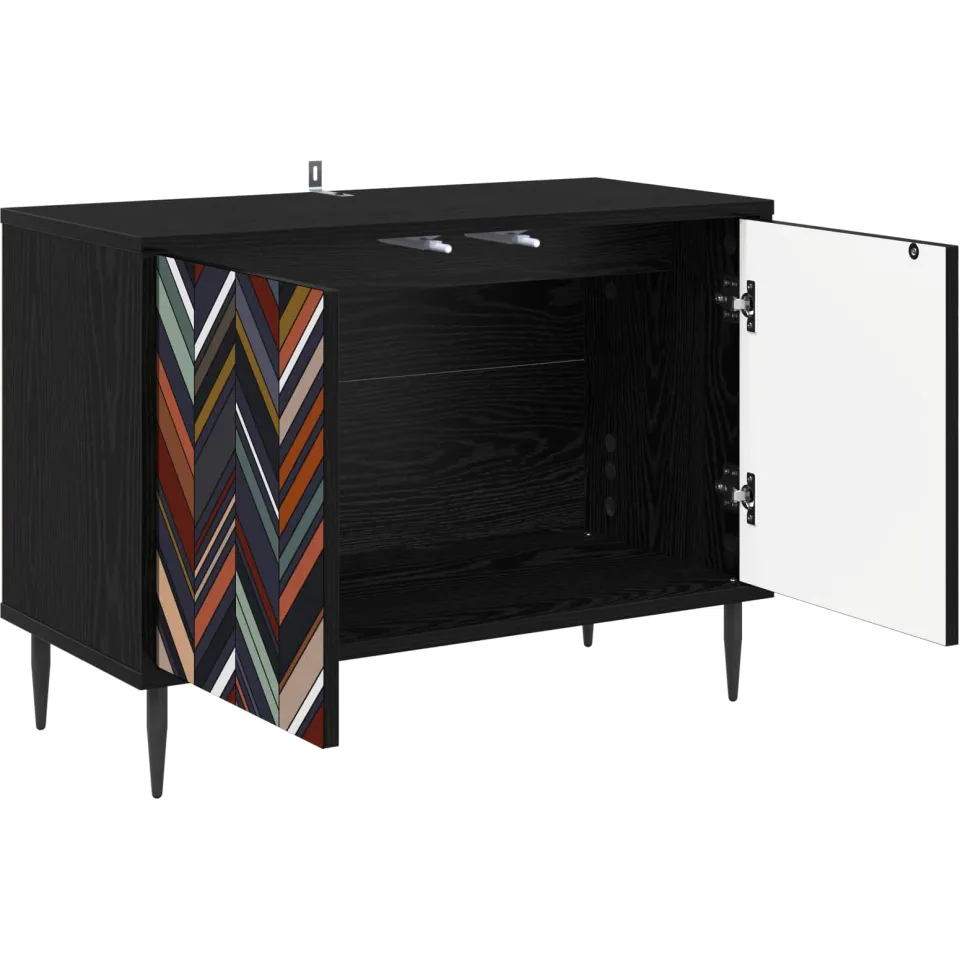 vidaXL Tv-meubel OMMEN 69 x 33 x 50,5 cm Zwart eiken Bewerkt hout