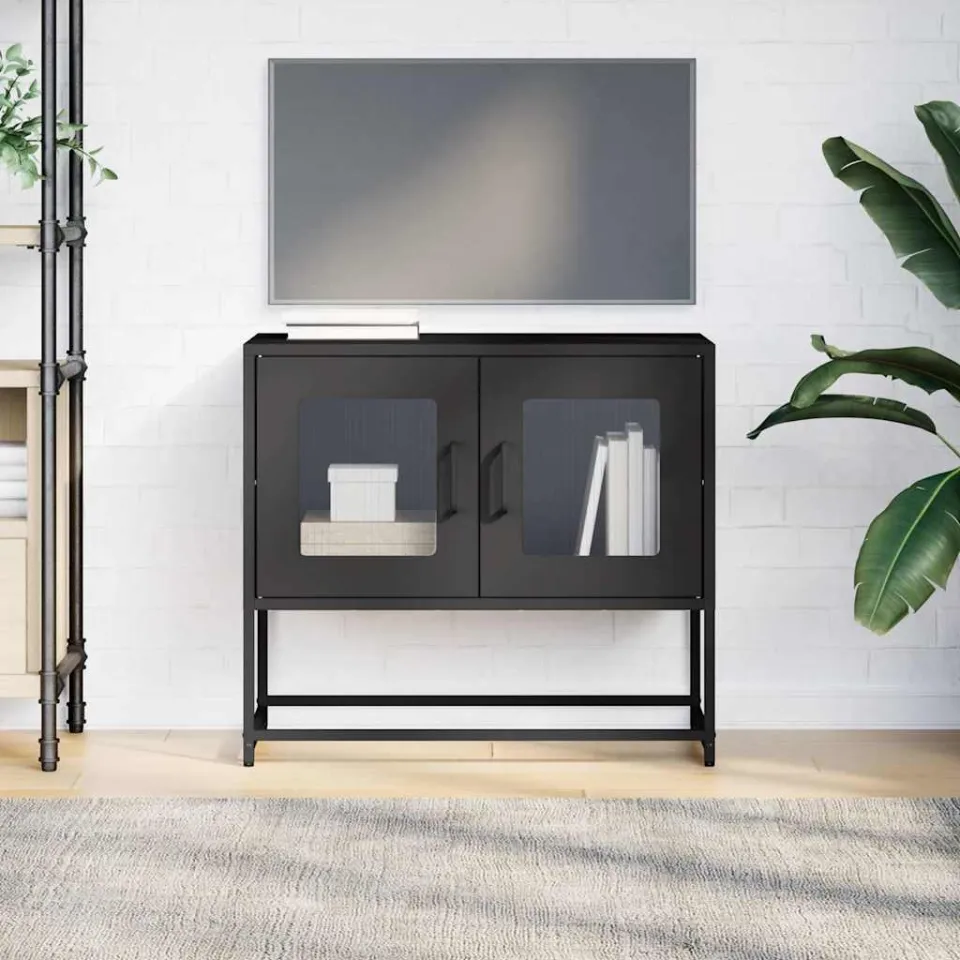 vidaXL Tv-meubel 68x39x60,5 cm koudgewalst staal zwart, foto 4