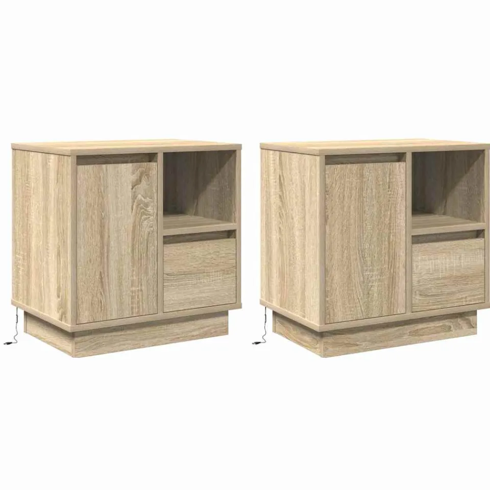 vidaXL Nachtkastje 2 st Sonoma Eiken 50 x 34,5 x 50 cm. Bewerkt hout Beige