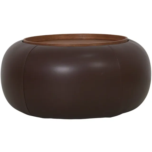 DÉJA Living Salontafel Draby - Rond Donkerbruin/Walnoot - Incl. Opbergruimte - Ø73cm