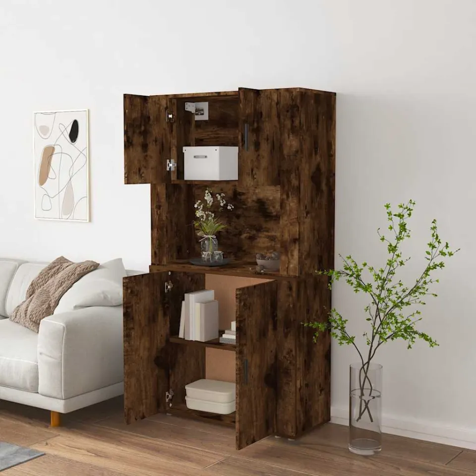 vidaXL Hoge kast bewerkt hout gerookt eikenkleurig, foto 3