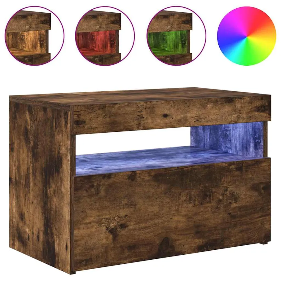 vidaXL Tv-meubel met LED-verlichting 60x35x40 cm gerookt eikenkleurig Bruin