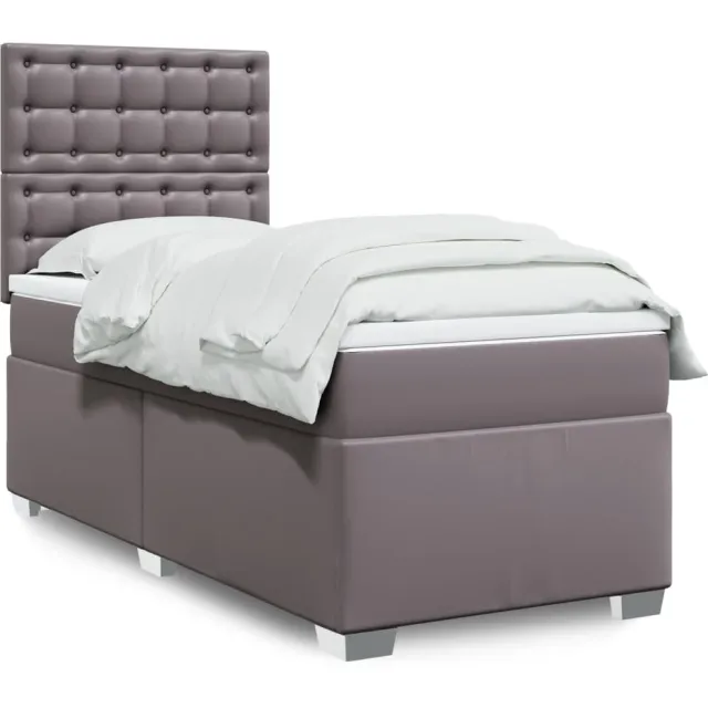 vidaXL Boxspring met matras kunstleer grijs 80x200 cm