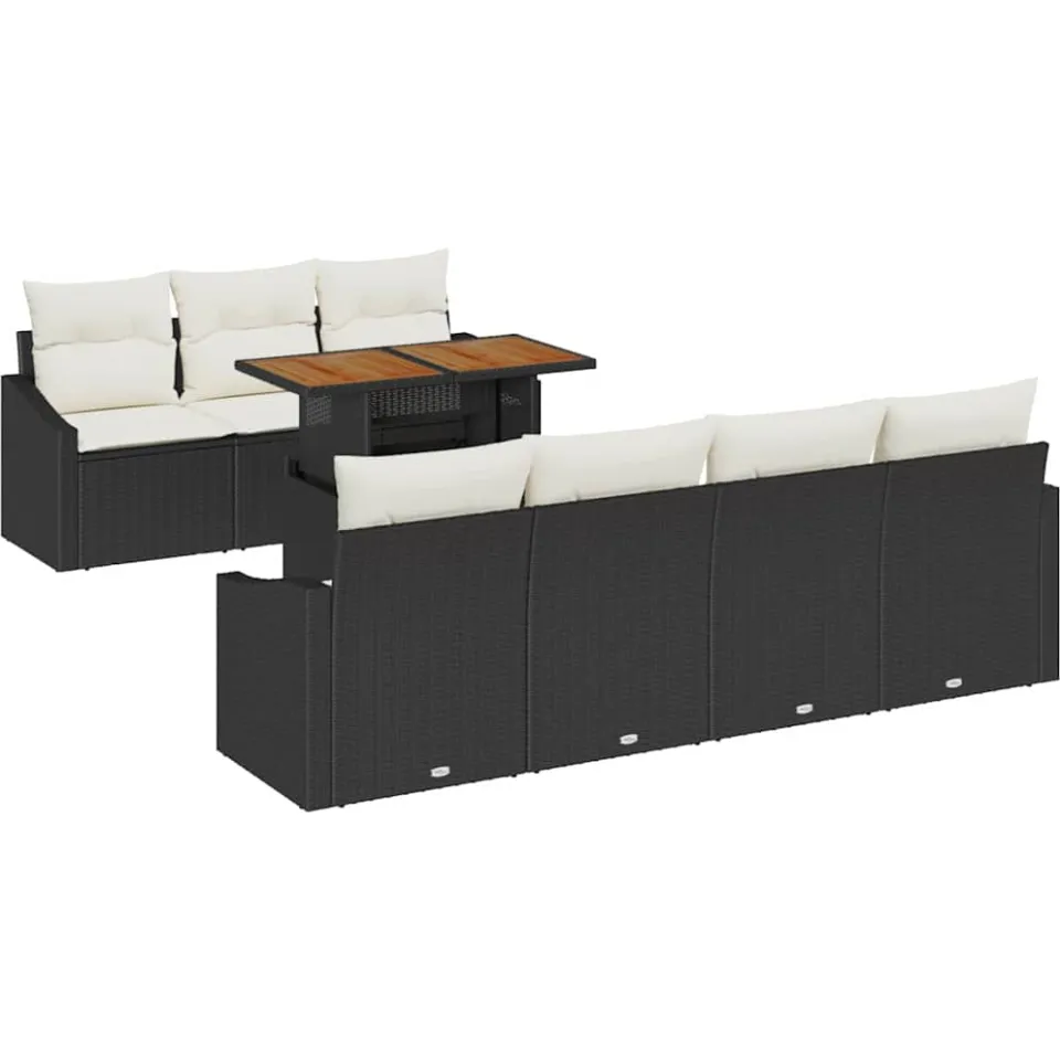 vidaXL Tuin Sofa Set 8 st Zwart Poly riet