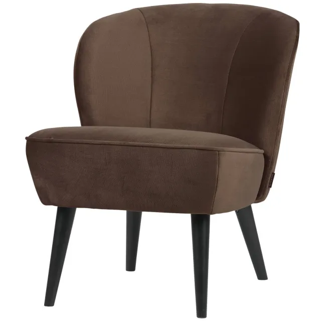 WOOOD Sara Fauteuil - Velvet - Oker - 59x71x70 dark brown