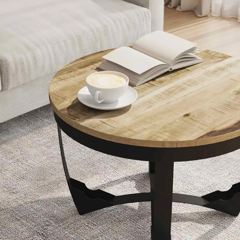 vidaXL Salontafel 60x40 cm massief ruw mangohout bruin, foto 4