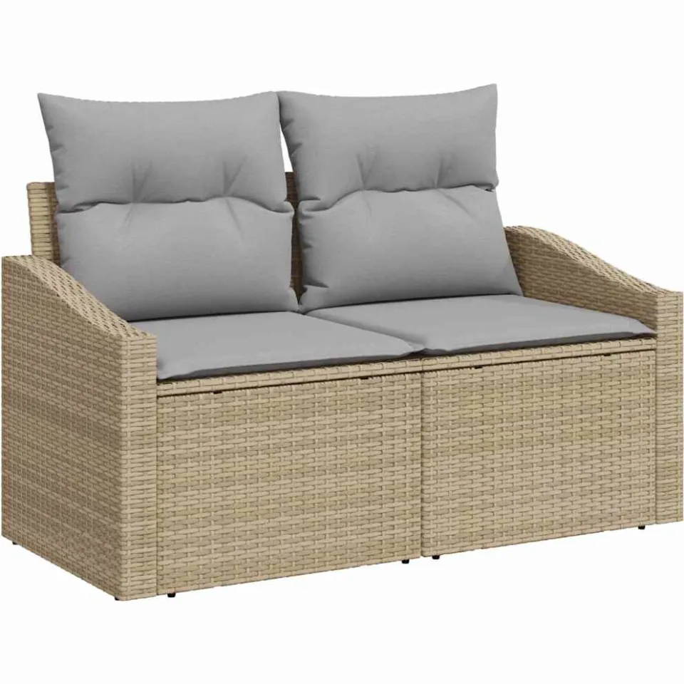 vidaXL Tuin Sofa Set 8 st Beige en Licht Grijs poly rattan
