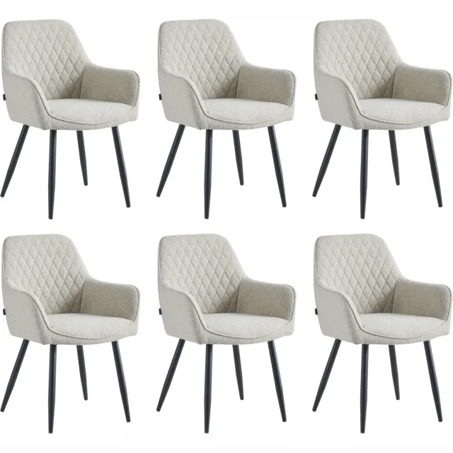 Colenis Beverly Eetkamerstoel - Set Van 6 - Beige - Bouclé