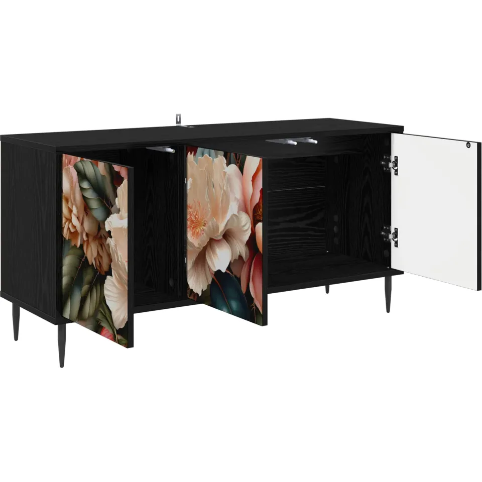 vidaXL Tv-meubel BORNE 102 x 33 x 51 cm Zwart eiken Bewerkt hout