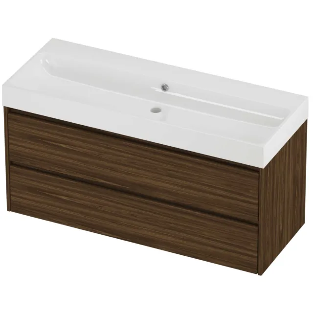 Proline Podium Badmeubelset Polystone Loft Enkel 120x46x62 cm Glans Wit Cabana Oak Eiken