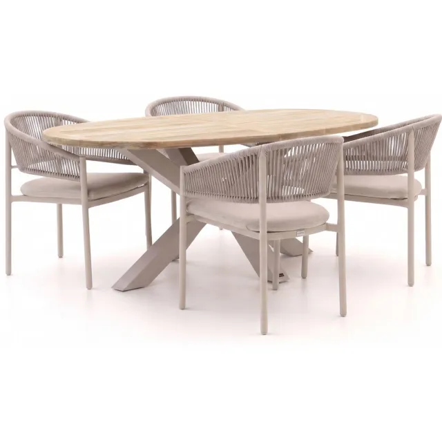 Bellagio tuinmeubelen Bellagio Panaro/ROUGH-Y Ellips 200cm dining tuinset 5-delig stapelbaar bruin, foto 2