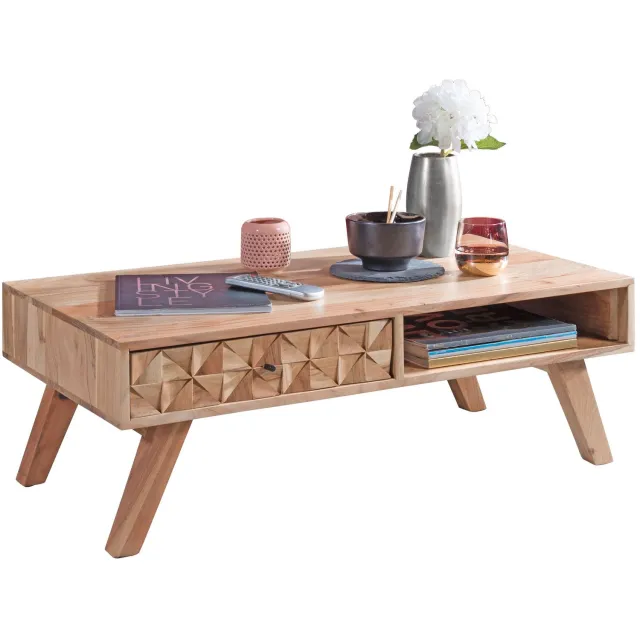 Cosmo Casa Salontafel - Massief acaciahout - Bruin - 95 x 50 x 35 cm