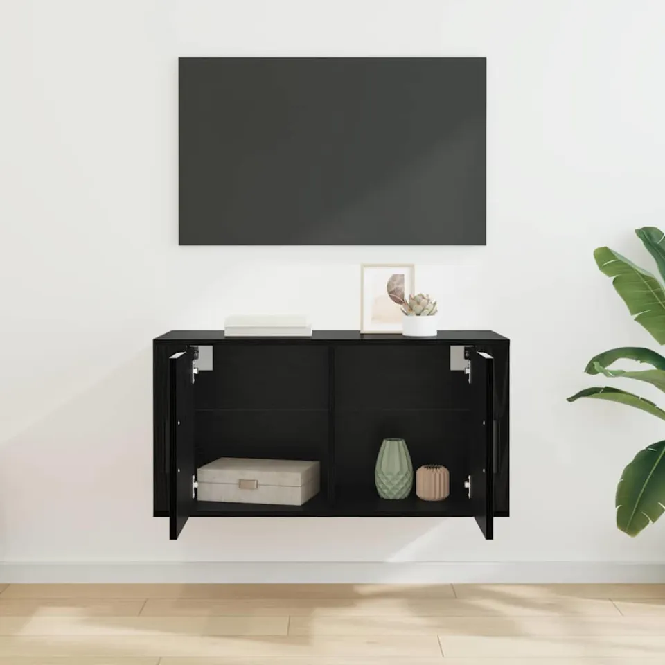 vidaXL Wandgemonteerde TV-kast 80 x 34.5 x 40 cm Zwart eiken, foto 4