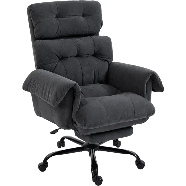 Homona Bureaustoel - Met voetensteun en verstelbare rugleuning - In hoogte verstelbaar - 80 x 77 x 108-116 cm - Donkergrijs