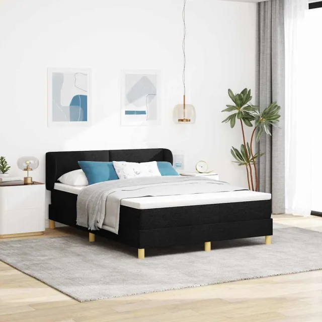 vidaXL Boxspringbed met hoofdeinde Zwart 140 x 190 cm Stof