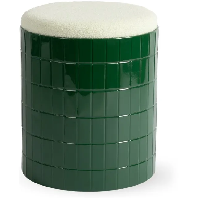 Fameilleur poef 37,5xH45cm groen Bowie - metalen zitpoef en voetenbank, voor woonkamer, slaapkamer en kinderkamer, woondecoratie voor modern interieur, mooi als cadeau