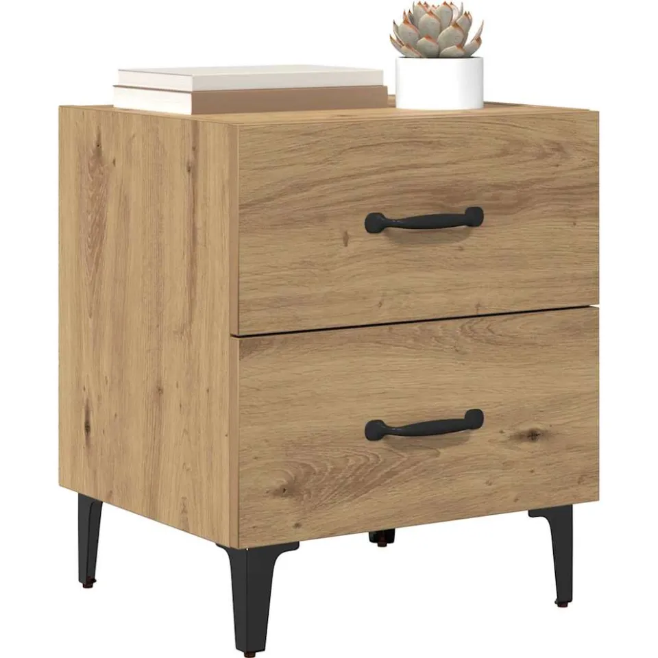vidaXL Bed kast Artisan Eiken 40 x 35 x 47,5 cm Bewerkt hout Bruin