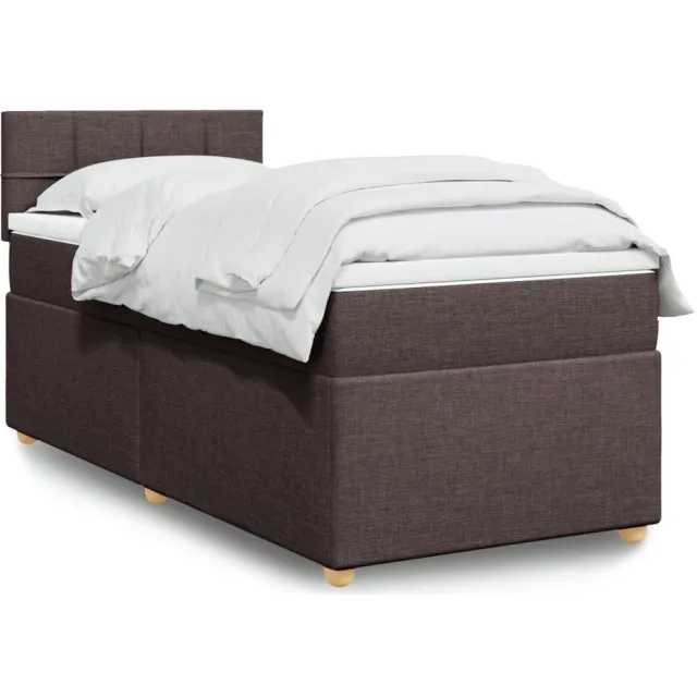 vidaXL Boxspring met matras stof donkerbruin 90x200 cm bruin