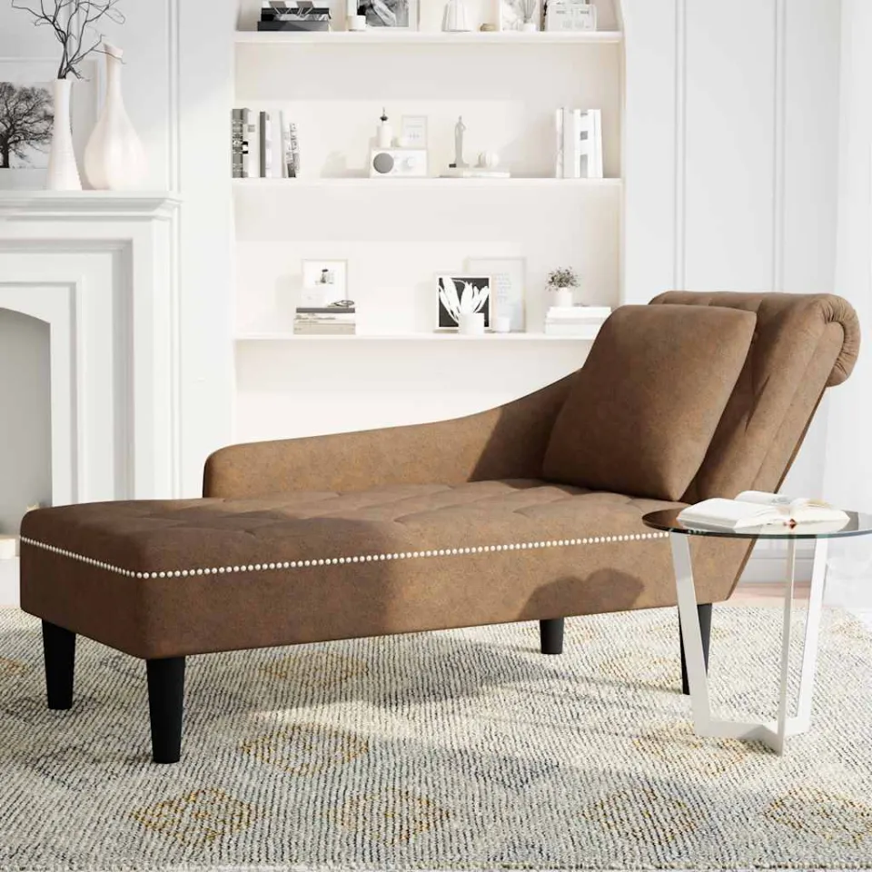 vidaXL Chaise longue met kussen&rechterarmleuning fluweel donkergrijs grijs, foto 3