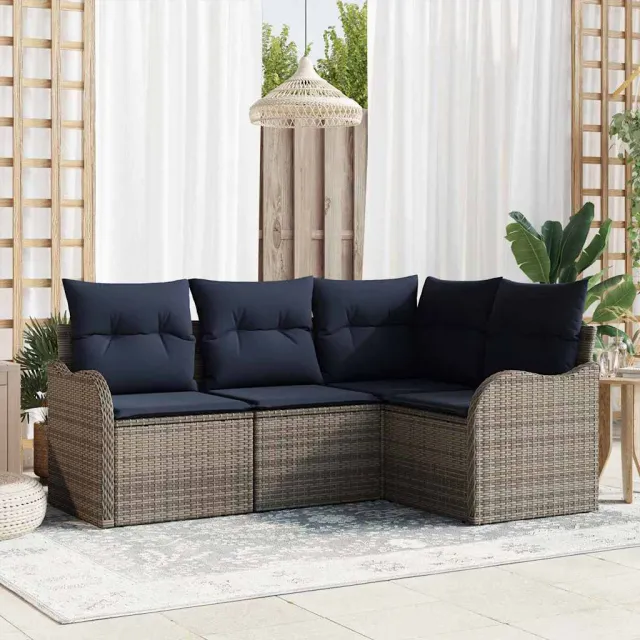 vidaXL Tuin Sofa Set Grijs poly rattan, foto 2