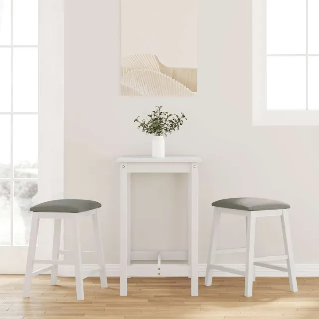vidaXL Barstoelen met kussens 2 st massief hout rubber wit Bruin