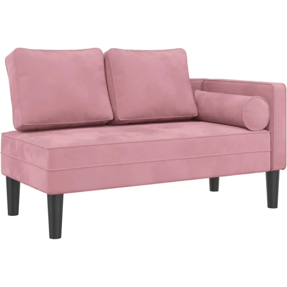 vidaXL Chaise longue met kussens fluweel roze, foto 3
