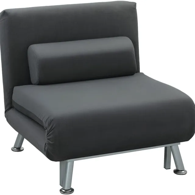 Homona Slaapfauteuil - Met in 5 standen verstelbare rugleuning - Inclusief kussen - 75 x 70 x 75 cm - Donkergrijs