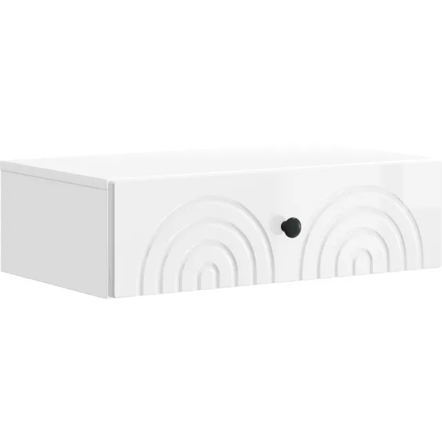 vidaXL Wandgemonteerde - Zijtafel - 59 - x - 34,5 - x - 17 - cm - Bewerkt - hout Hoogglans Wit