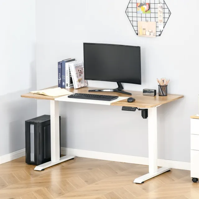 CHICFURN Bureau - elektrisch verstelbaar - metalen frame - wit