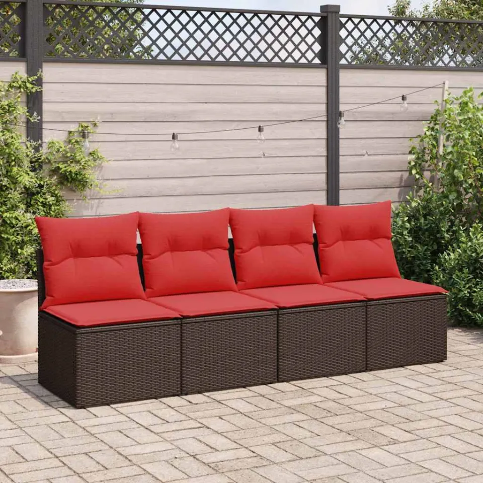 vidaXL 2-delige Loungeset met kussens poly rattan acacia bruin, foto 3