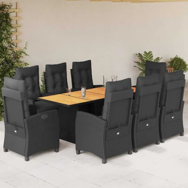 vidaXL 9-delige Tuinset poly rattan zwart, foto 2