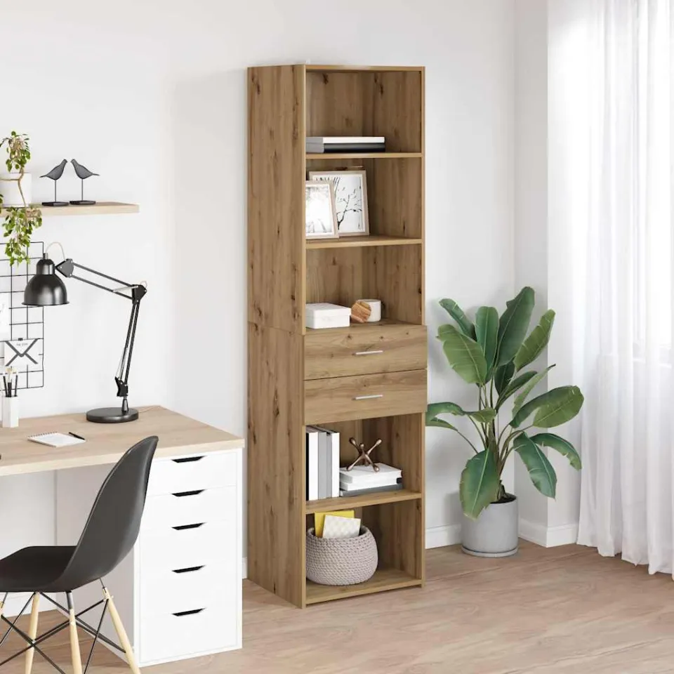 vidaXL Highboard Artisan Eiken 45 x 42,5 x 185 cm Bewerkt hout, foto 3