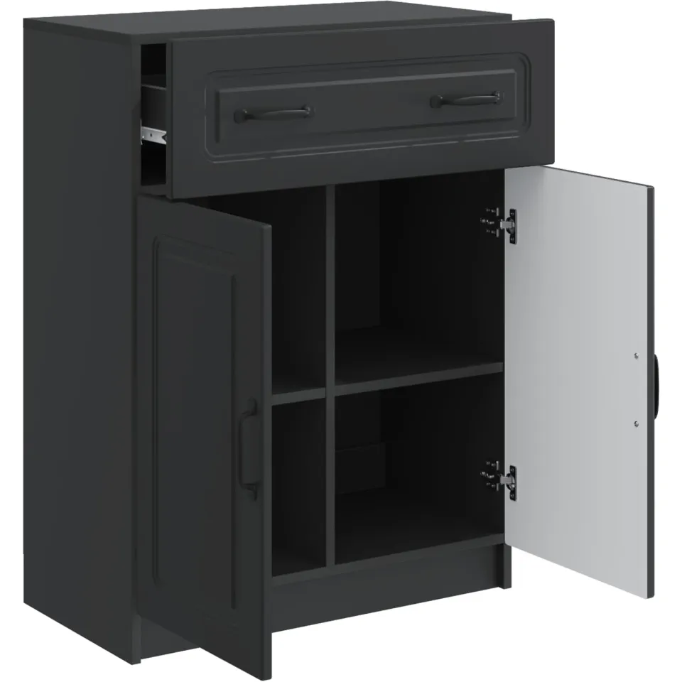vidaXL Dressoir met lade Zwart 66 x 34,5 x 87 cm Bewerkt hout, foto 3