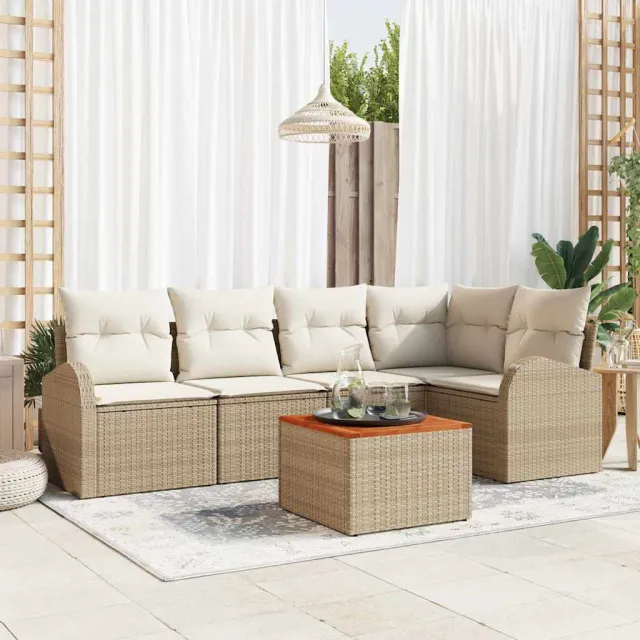 vidaXL Tuinbankenset 6 st Beige poly rattan, foto 2
