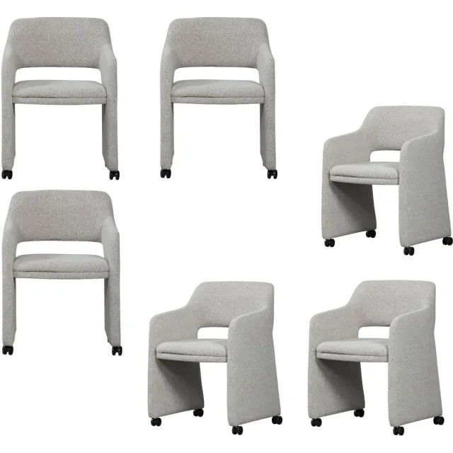 WOOOD Lyric Eetkamerstoelen - Bouclé - Greige - Set van 6 Grijs