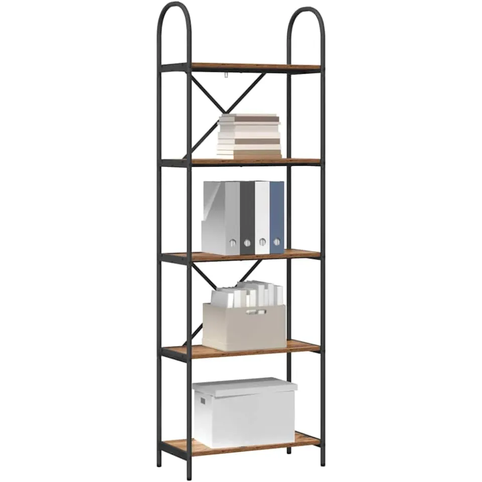 vidaXL Boekenkast 5-laags 60 x 30 x 183 cm Bewerkt hout Oudhout bruin, foto 3