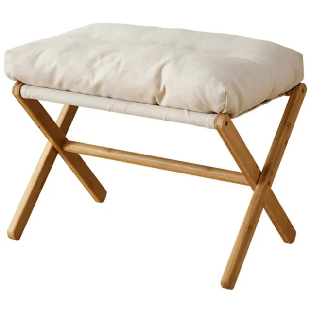 ArtiZo Voetenbankje - Poef - Huiskruk - Voetsteun - beige - multifunctioneel - opvouwbaar - 34x54x36cm (bxlxh) houtkleur