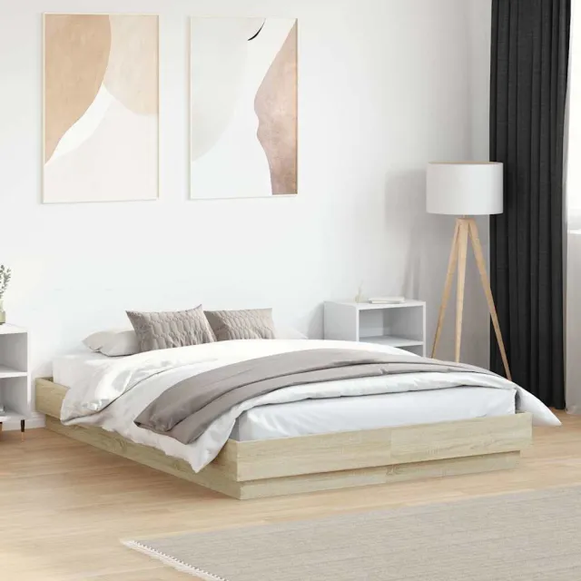 vidaXL Bedframe bewerkt hout sonoma eikenkleurig 90x190 cm Bruin