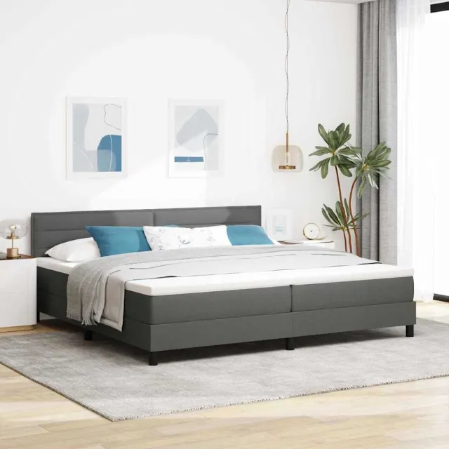 vidaXL Boxspring bed met hoofdeinde Donkergrijs 200 x 200 cm Stof