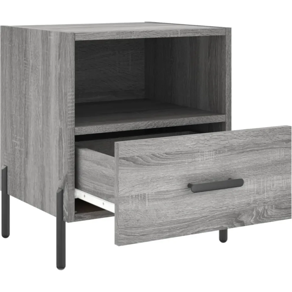 vidaXL Nachtkastjes 2 st 40x35x47,5 cm bewerkt hout grijs sonoma eiken